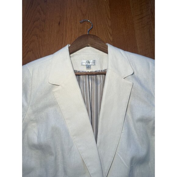 Studio Works Off-White Blazer – Striped Liner Tailored Classic Jacket - Picture 8 of 8